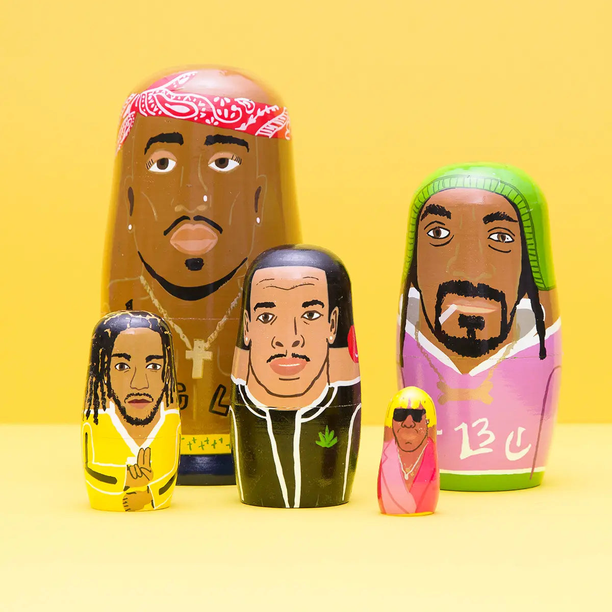 Wooden Nesting Dolls - West Coast Rappers