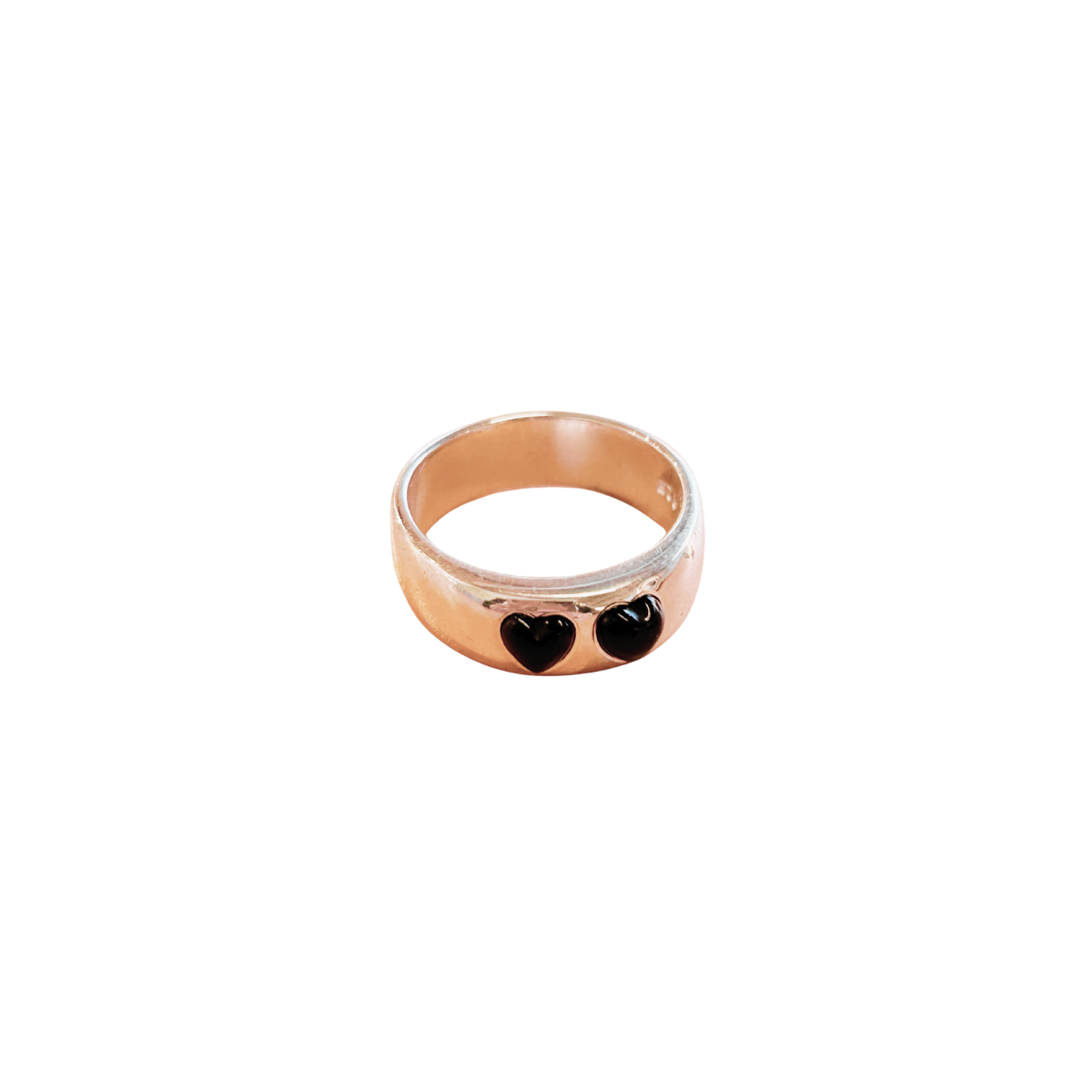 Double Heart Onyx Ring