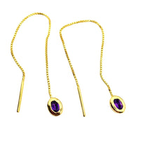 Load image into Gallery viewer, Thelma Threader Earrings - Gold/Amethyst
