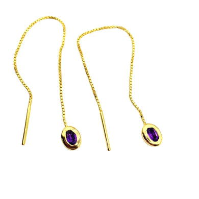 Thelma Threader Earrings - Gold/Amethyst