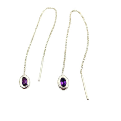 Thelma Threader Earrings - Silver/Amethyst