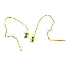 Load image into Gallery viewer, Thelma Threader Earrings - Gold/London Blue Topaz

