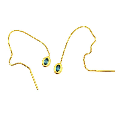 Thelma Threader Earrings - Gold/London Blue Topaz