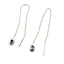 Load image into Gallery viewer, Thelma Threader Earrings - Silver/London Blue Topaz
