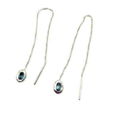 Thelma Threader Earrings - Silver/London Blue Topaz