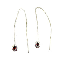 Load image into Gallery viewer, Thelma Threader Earrings - Silver/Garnet
