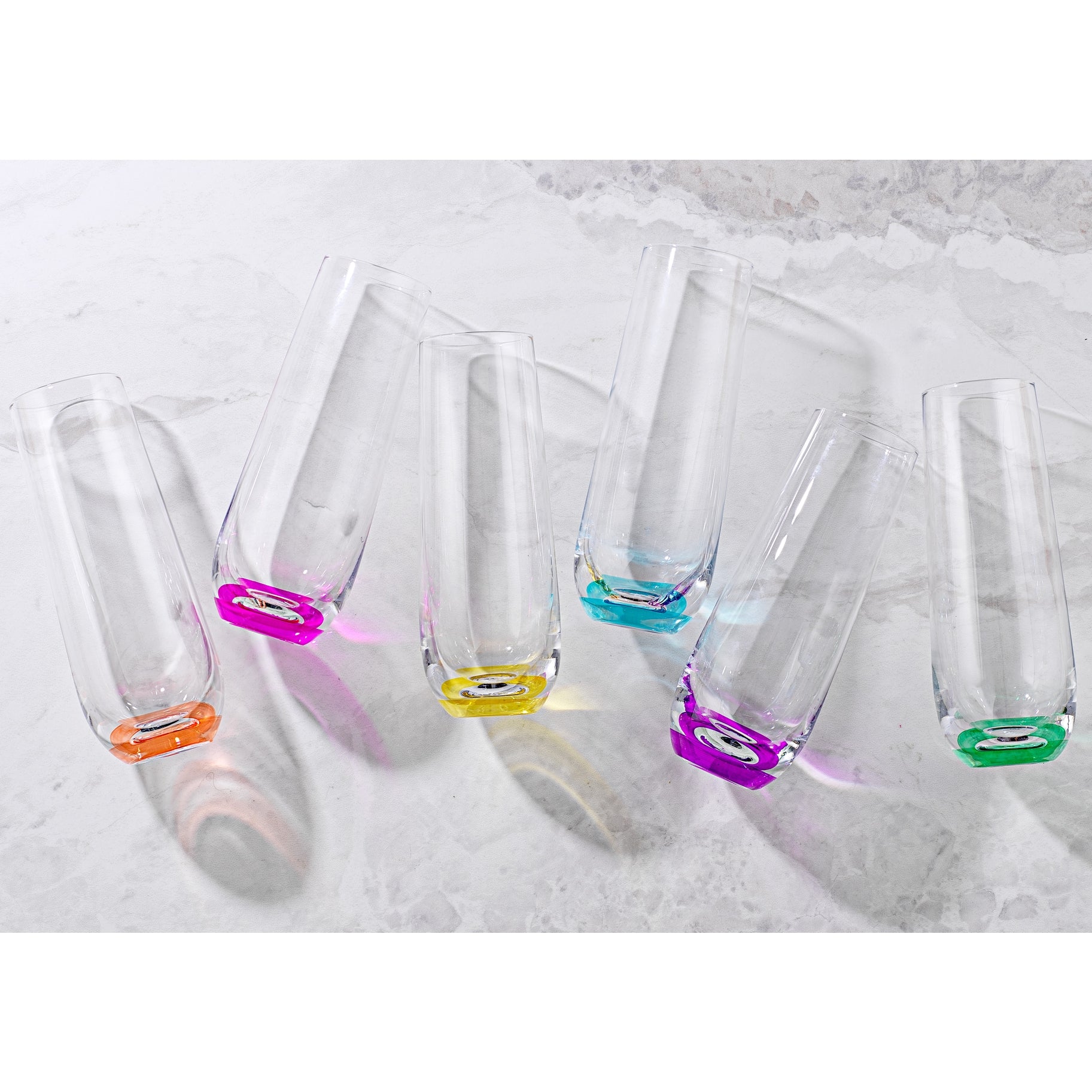 Hue Colored Champagne Glasses, Set of 6