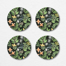 Load image into Gallery viewer, Reusable Chipboard Coasters - Midnight Garden Floral Watercolor
