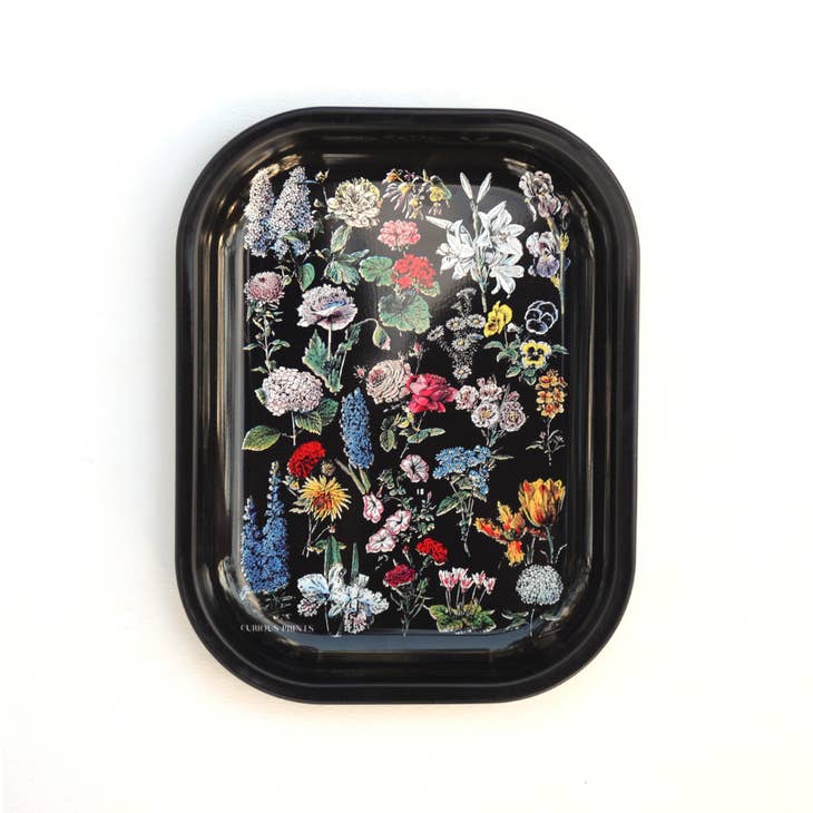 Small Metal Black Fleurs Ritual Tray