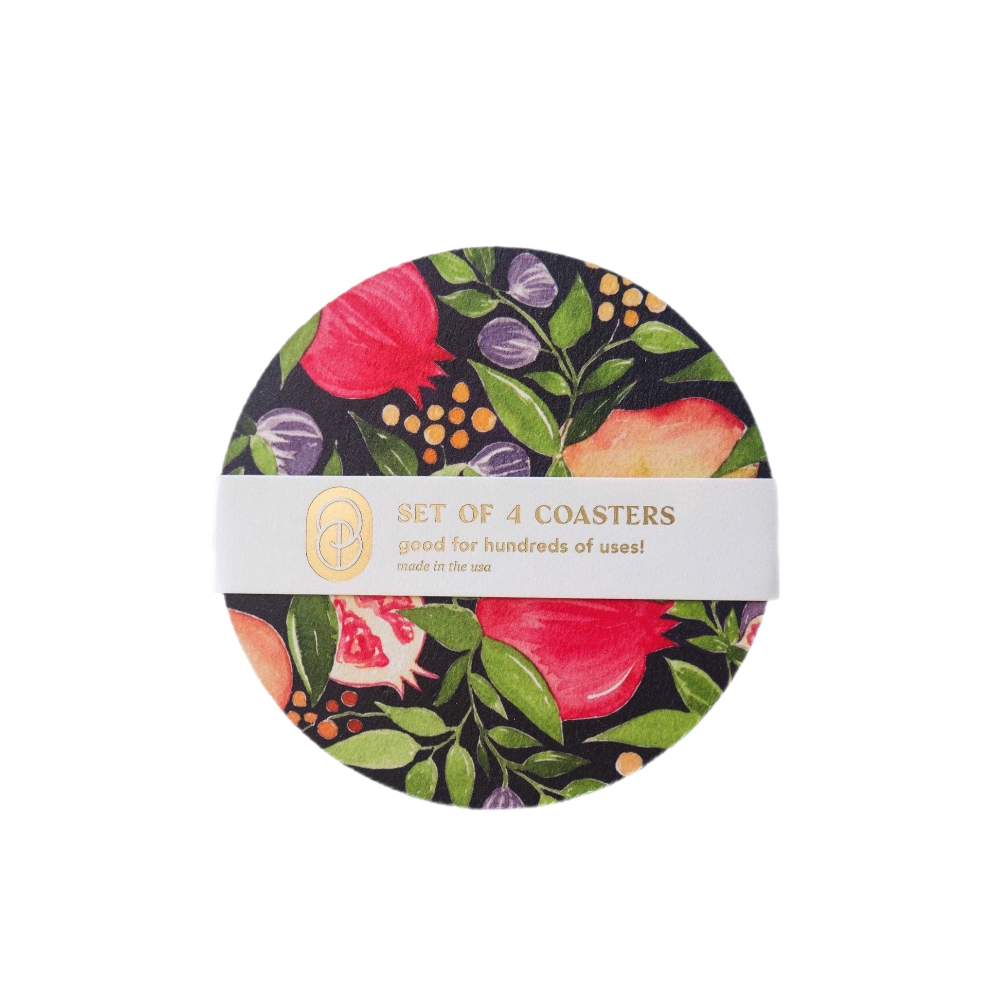 Reusable Chipboard Coasters - Harvest Fruits Watercolor