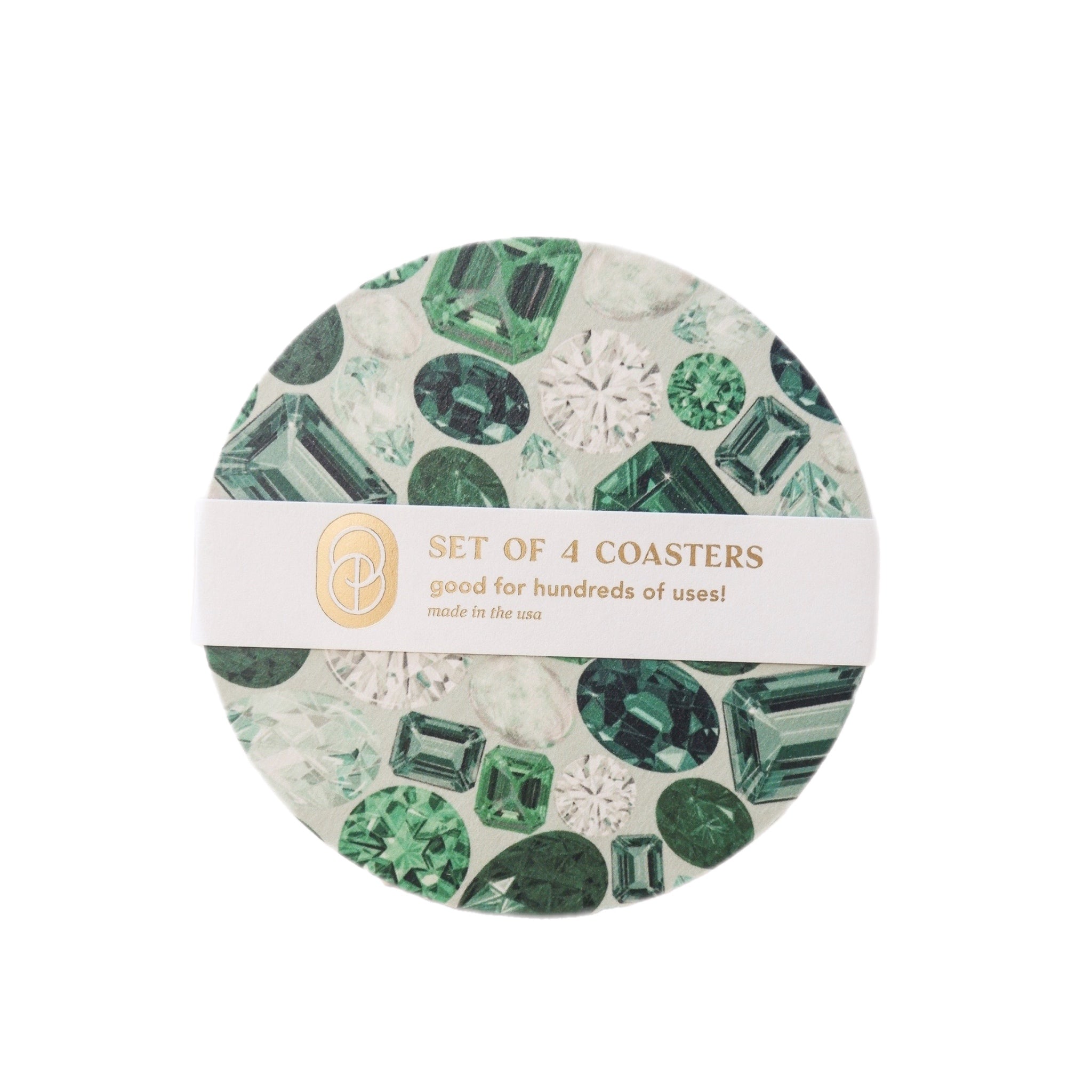 Reusable Chipboard Coasters - Greens Gems