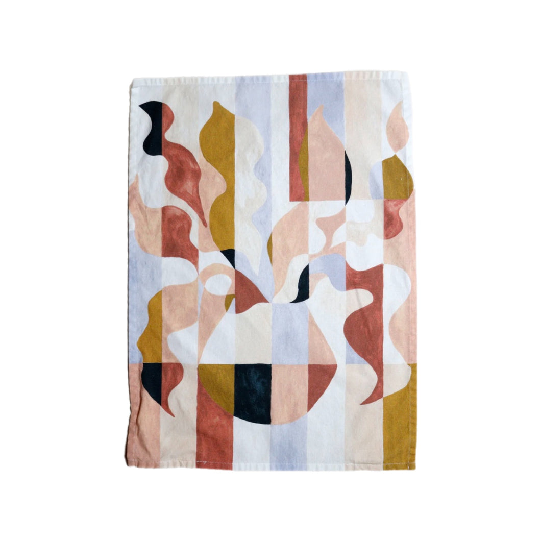 Colorblock Vase Organic Tea Towel