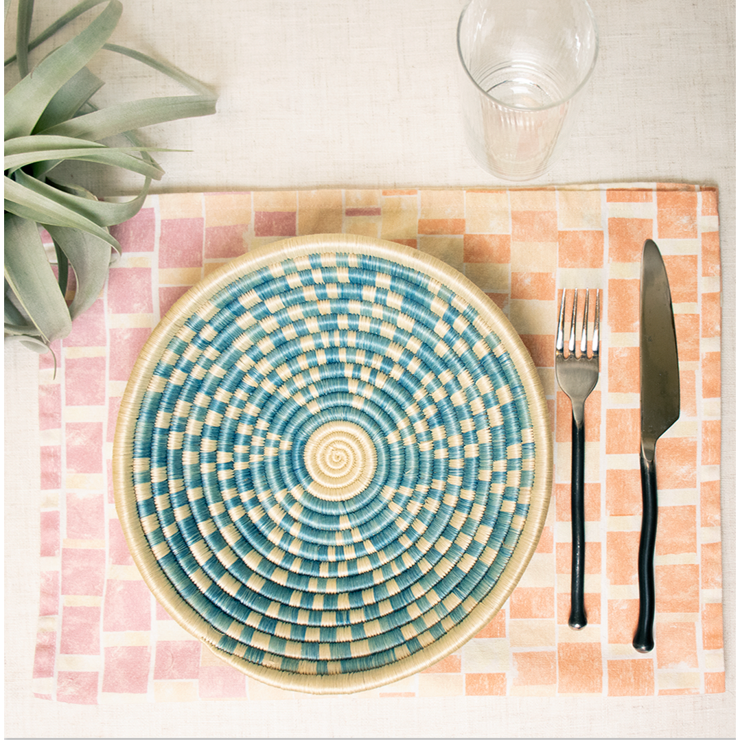 Block Print Inspired Organic Tea Towel