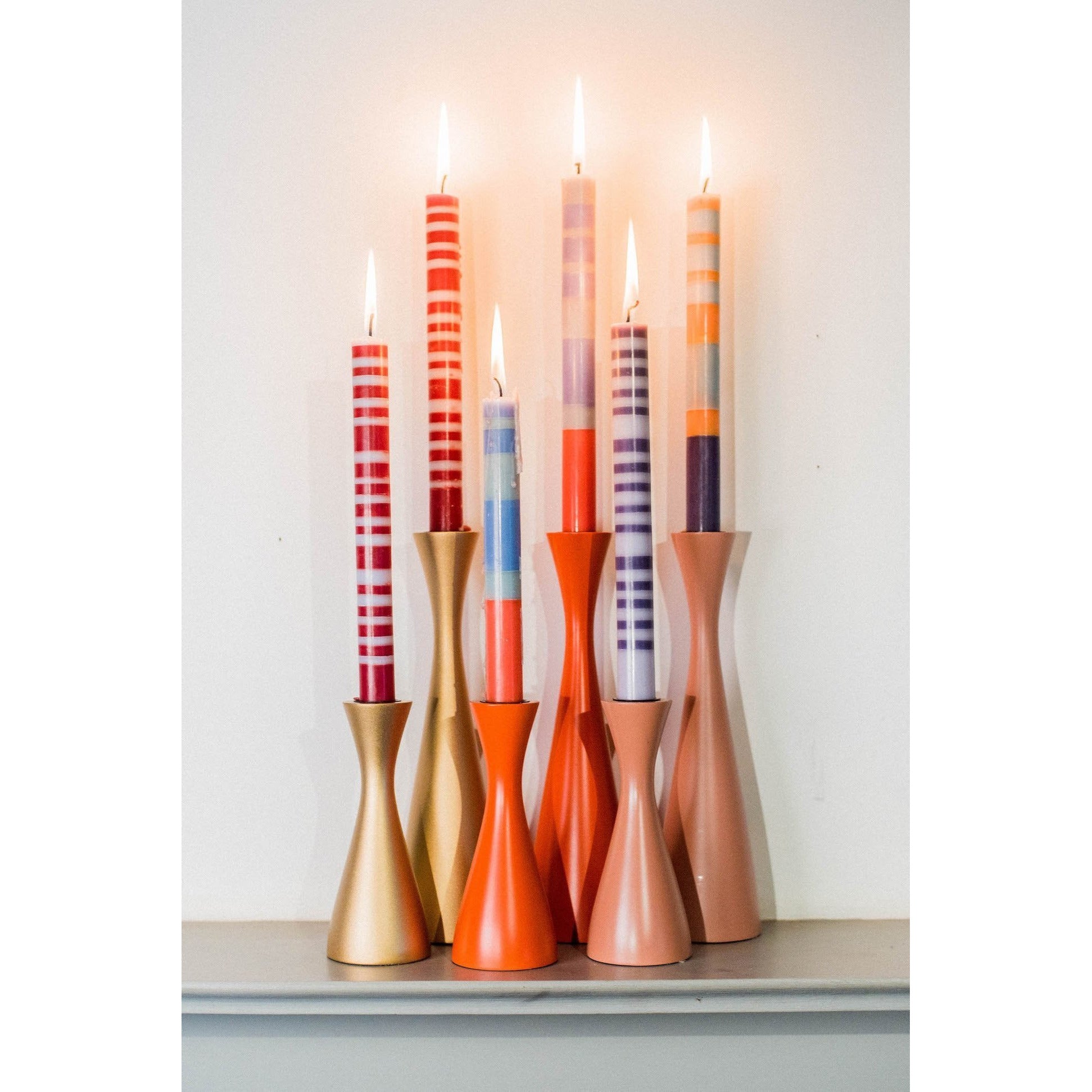 Thick Striped Candles - Set of 4