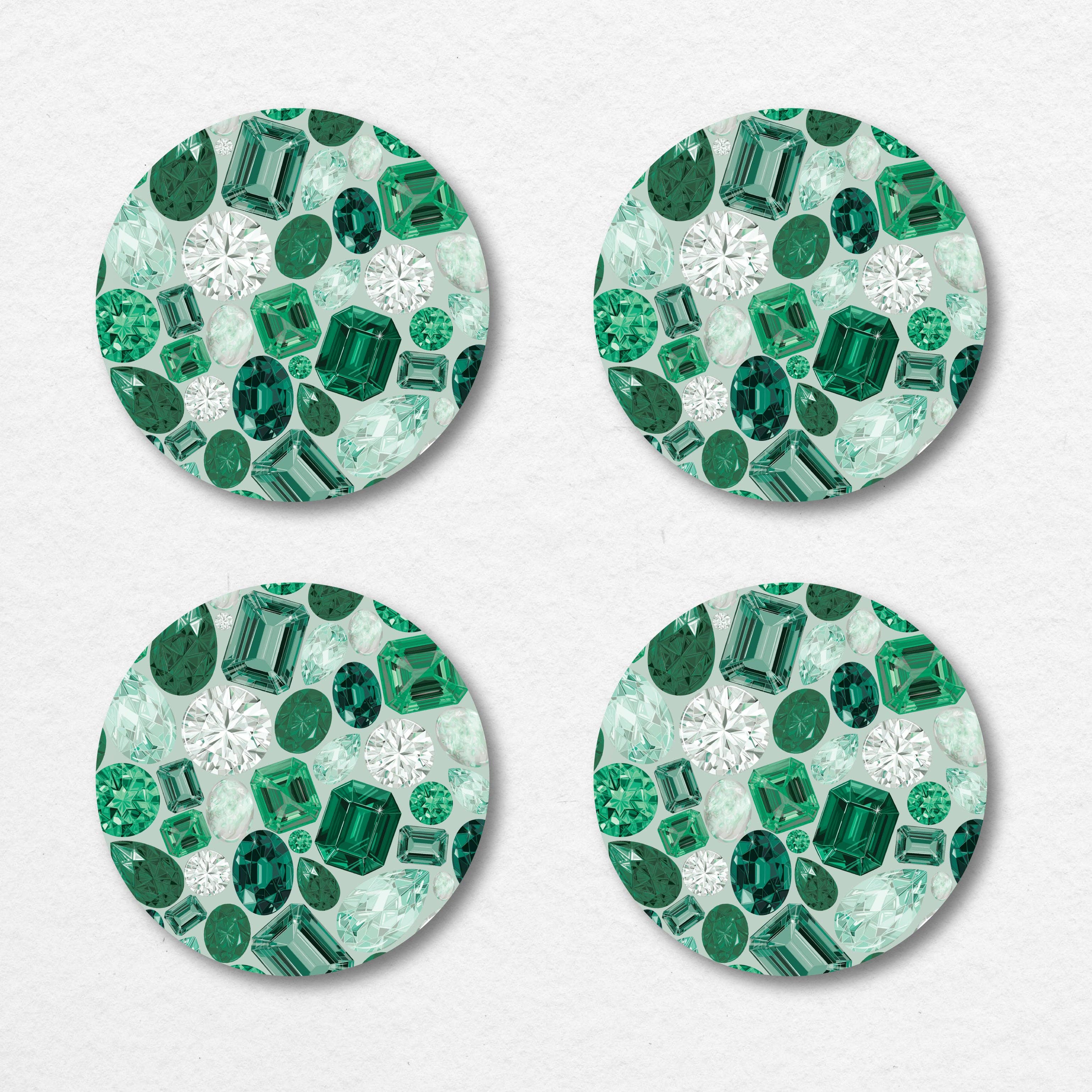 Reusable Chipboard Coasters - Greens Gems