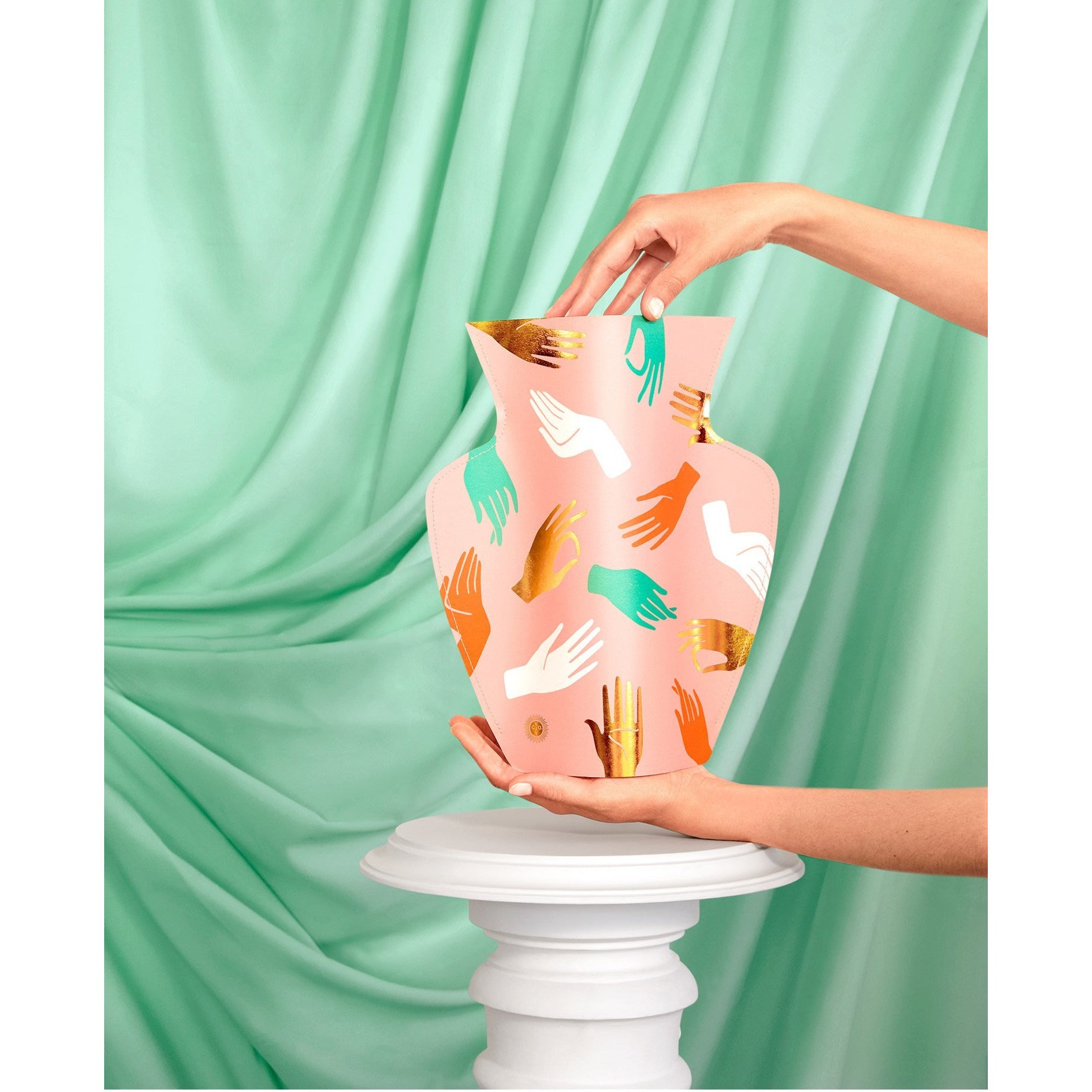 Hamsa Pink Paper Vase