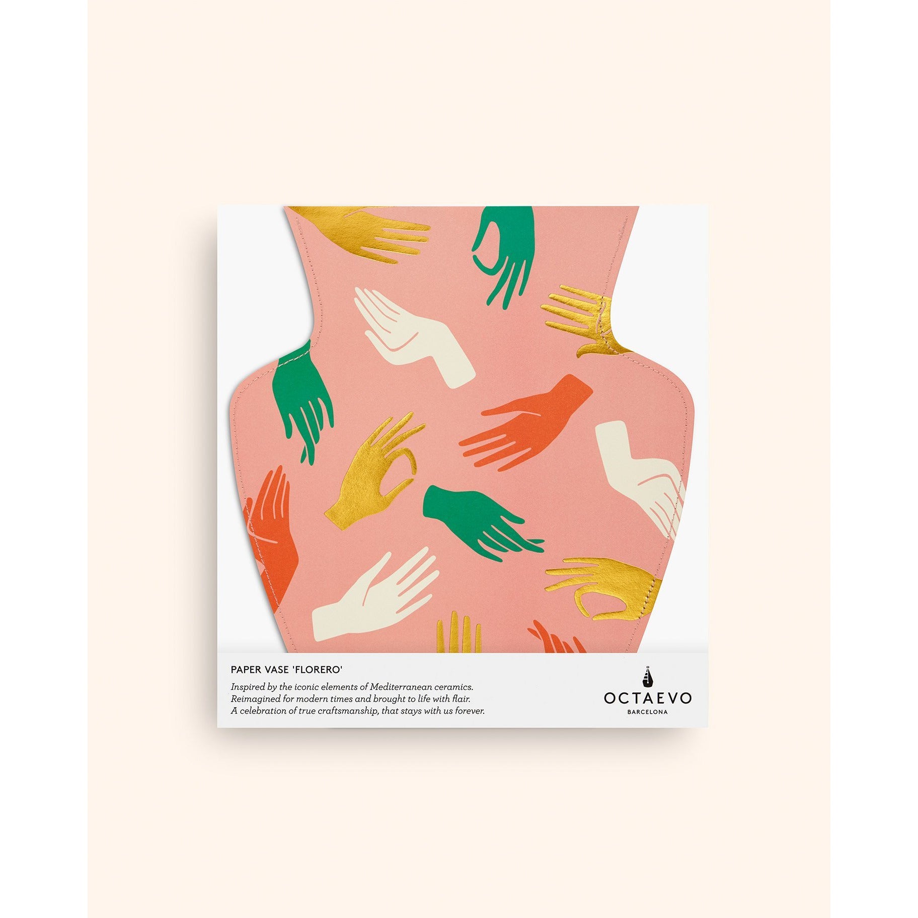 Hamsa Pink Paper Vase