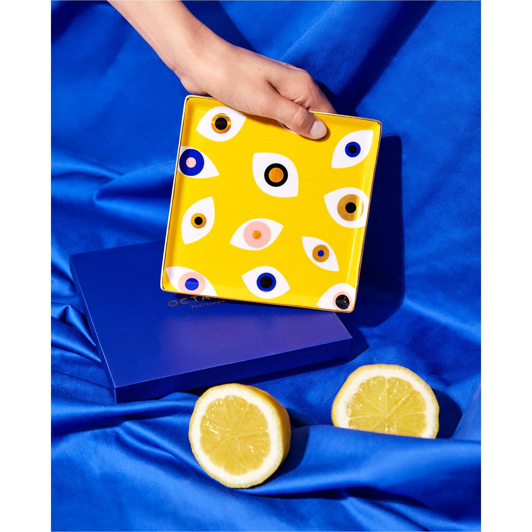 Nazar Yellow Ceramic Tray - Thumbnail 2
